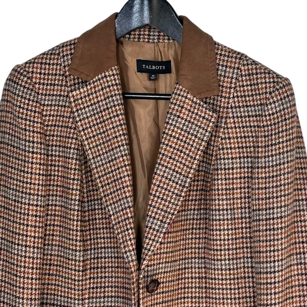 Talbots Wool Blend‎ Houndstooth Blazer Sz 10 Heritage Equestrian Preppy Office - Picture 9 of 13